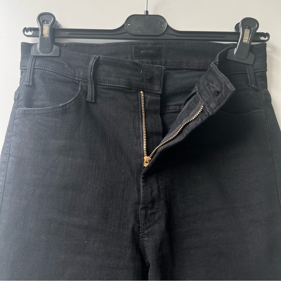 Mother The Hustler Frayed High Waist Ankle Flare Jeans - Black - Size 27 - Picture 8 of 10